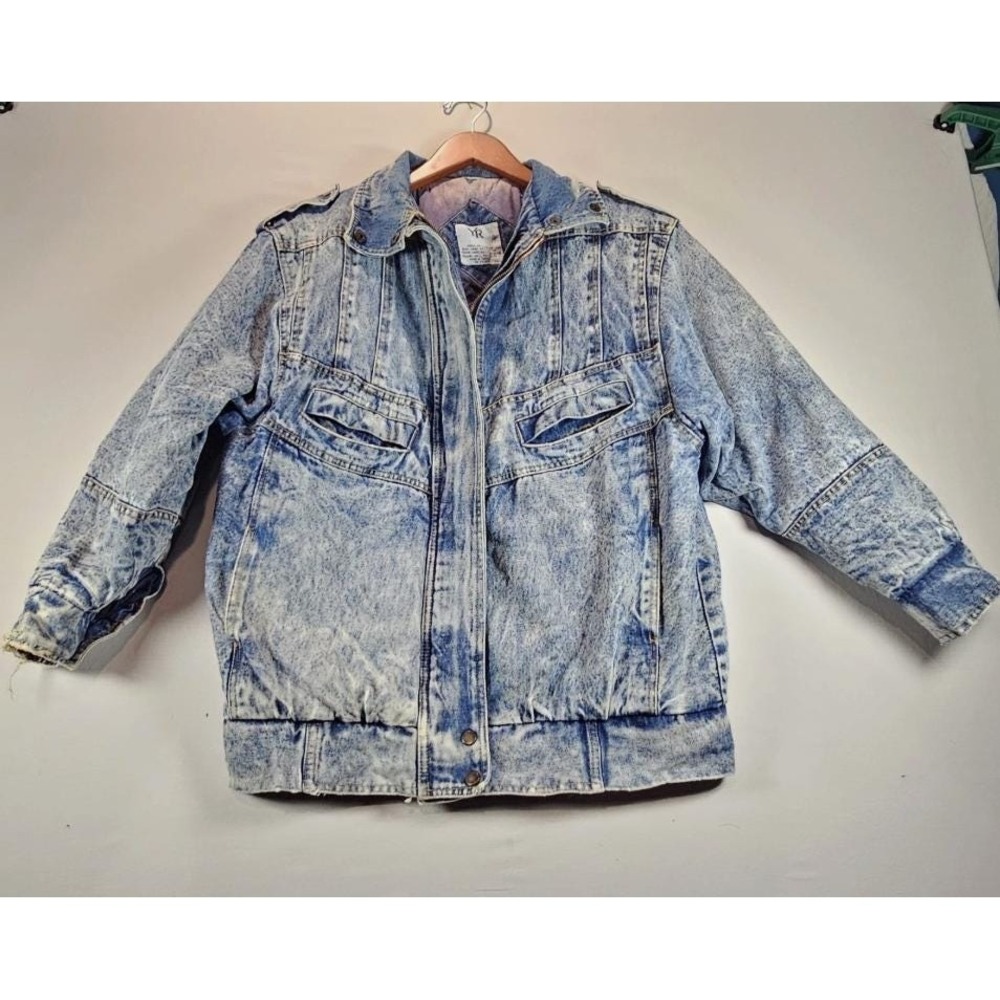Vintage YR Stonewash Denim Jacket Quilted Lined Zip Up‎ Made in Turkey Size S